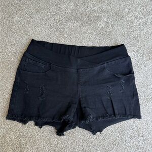 Black Distressed Women Shorts
